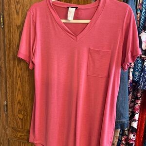 Women's Pink V-Neck Top